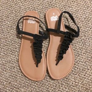 Faded Glory Black Ruffled Sandals Size 9